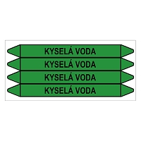 Značení potrubí, kyselá voda,4 ks, 250 × 26 mm